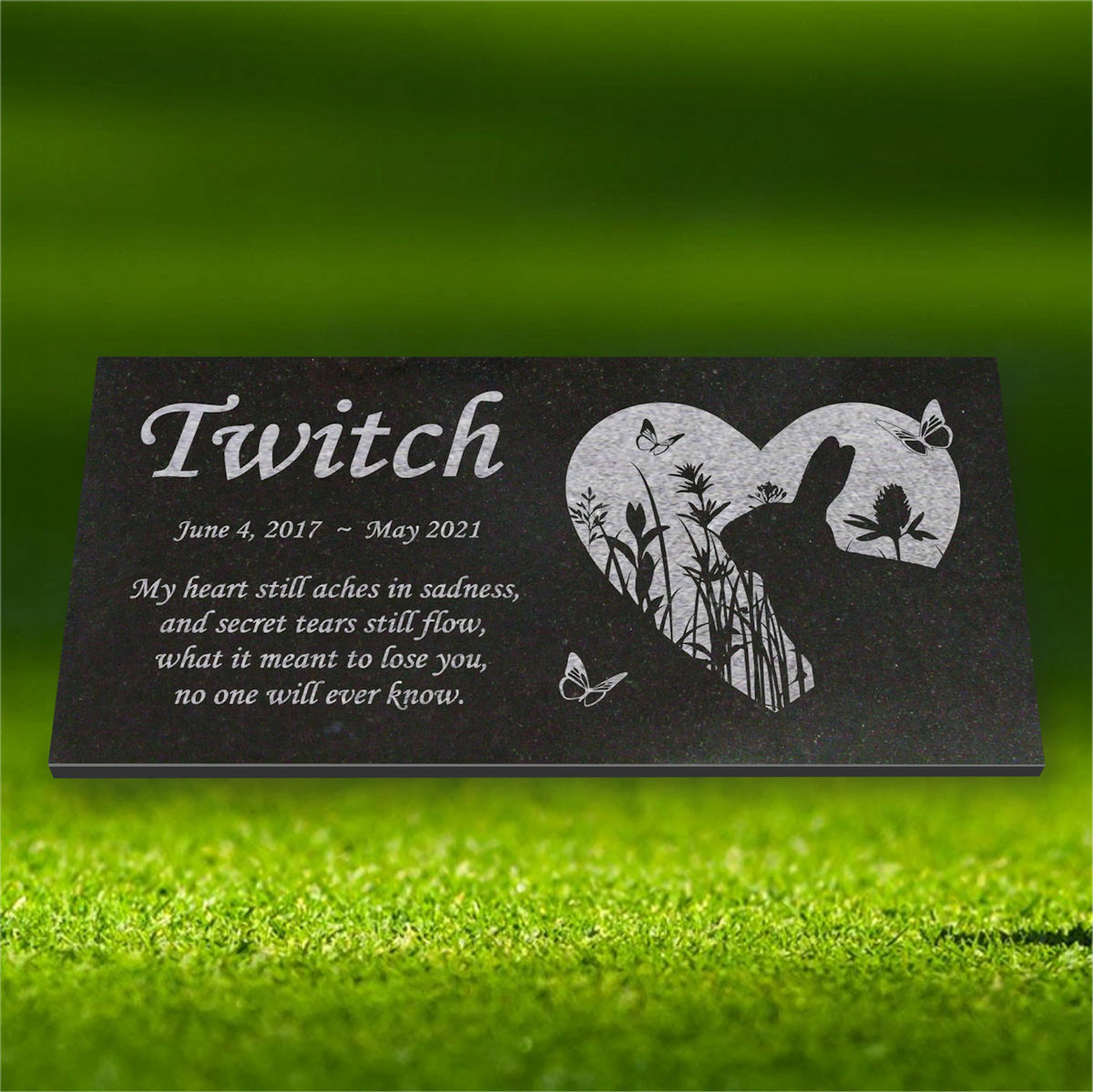 Personalized Pet Rabbit Memorial – Granite Pet Memorial – 6×12 – Twitch
