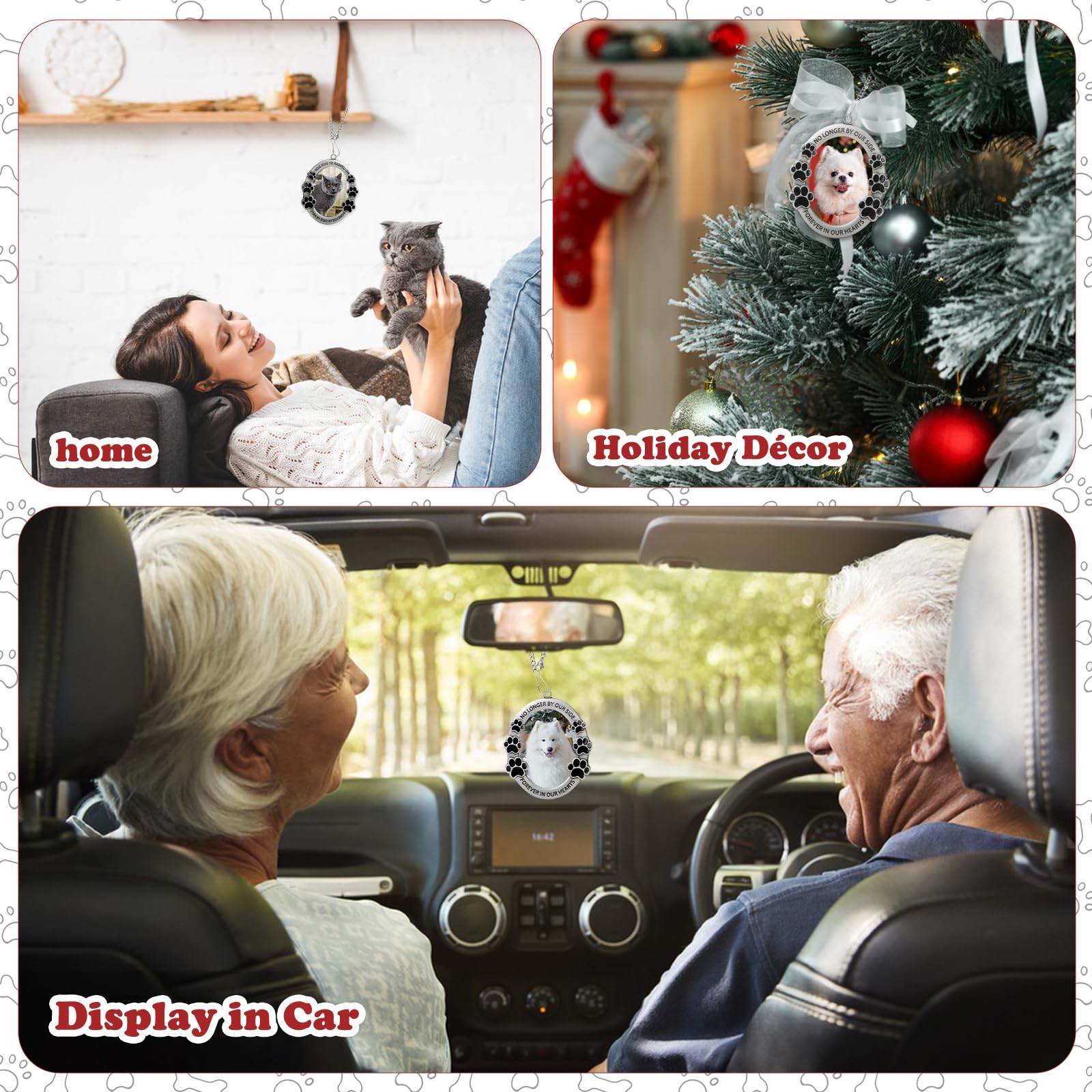 Pet Memorial Car Hanging Ornament – Photo Frame for Rearview Mirror Decor, Tr…