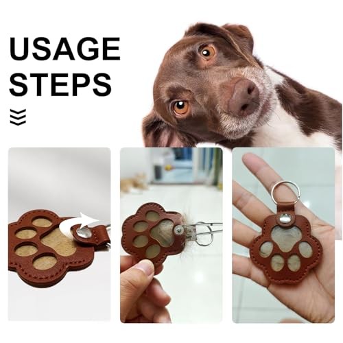 Sitiaus Paw Shaped Dog Hair Keychain Pet Fur Memory Charm for Dog & Cat Fur