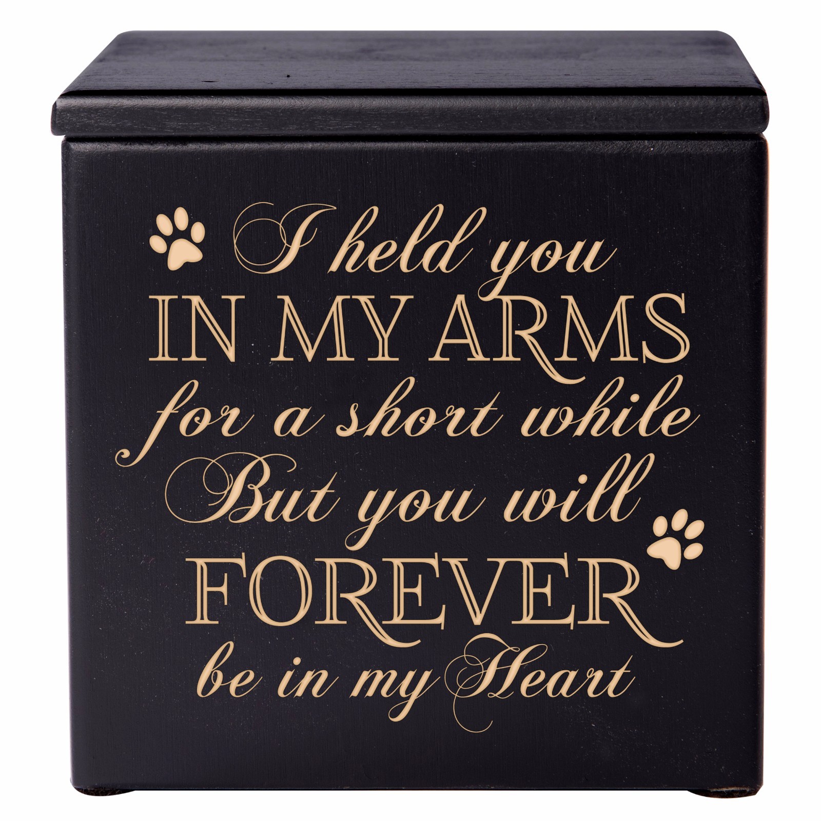 Wooden Memorial Cremation Urn Box For Pet Ashes 3.5 in – I Held You In My Arms