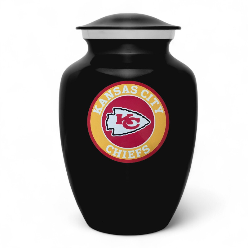 Black Kansas City Chiefs Football Style Cremation Urn Adult Ashes Metal Urns