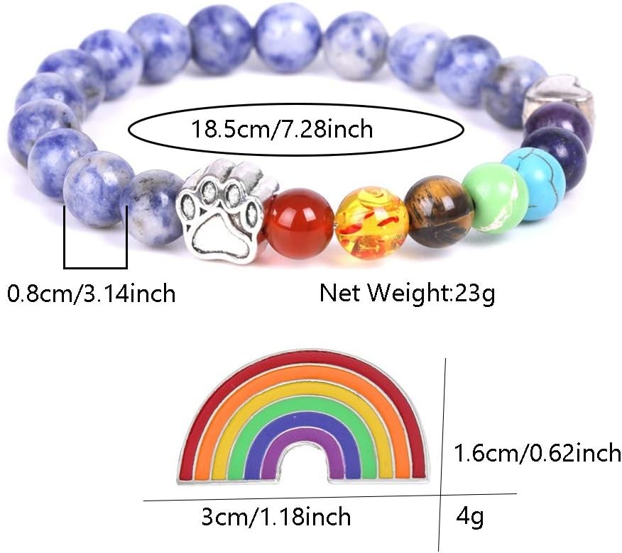 Pet Memorial Gifts,Rainbow Bridge Bracelet for Beloved Dog Cat,8MM Mixed…