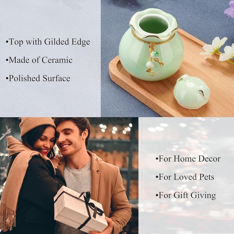 Elegant Pet Memorial Keepsake Urn Cat Dog Ashes Durable Ceramic Tribute New