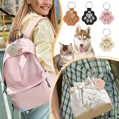 Pet Memorial Gifts for Cat Dog Cute Leather Paw Keychain Pet Hair Keepsake Pink