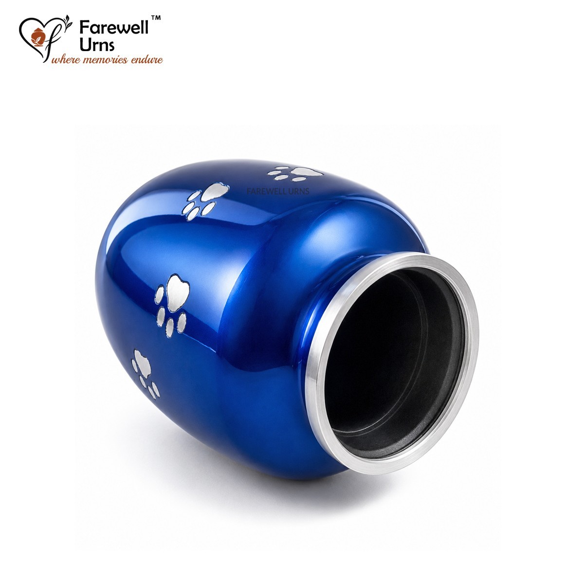 6″ Blue Pet Cremation Urn for Dog Cat Ashes Paw Print Aluminum Memorial
