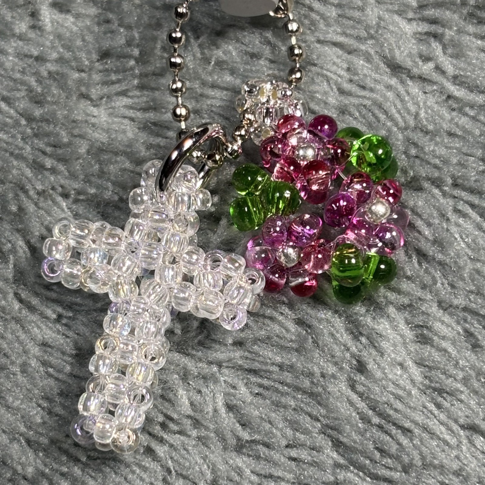 Cremation Ashes Keychain – Cremation Keepsake(white cross and wine red ornament)