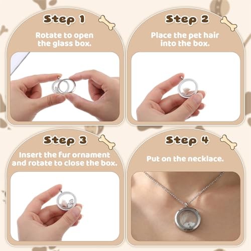 Transparent Glass Pet Fur Keepsake Necklace – Stainless Steel Urn Necklace