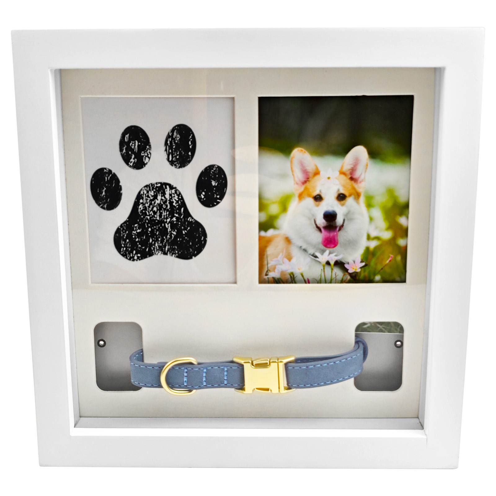 Pet Memorial Picture Frame, Pet Paw Print Impression Kit For Dogs & Cats(White)