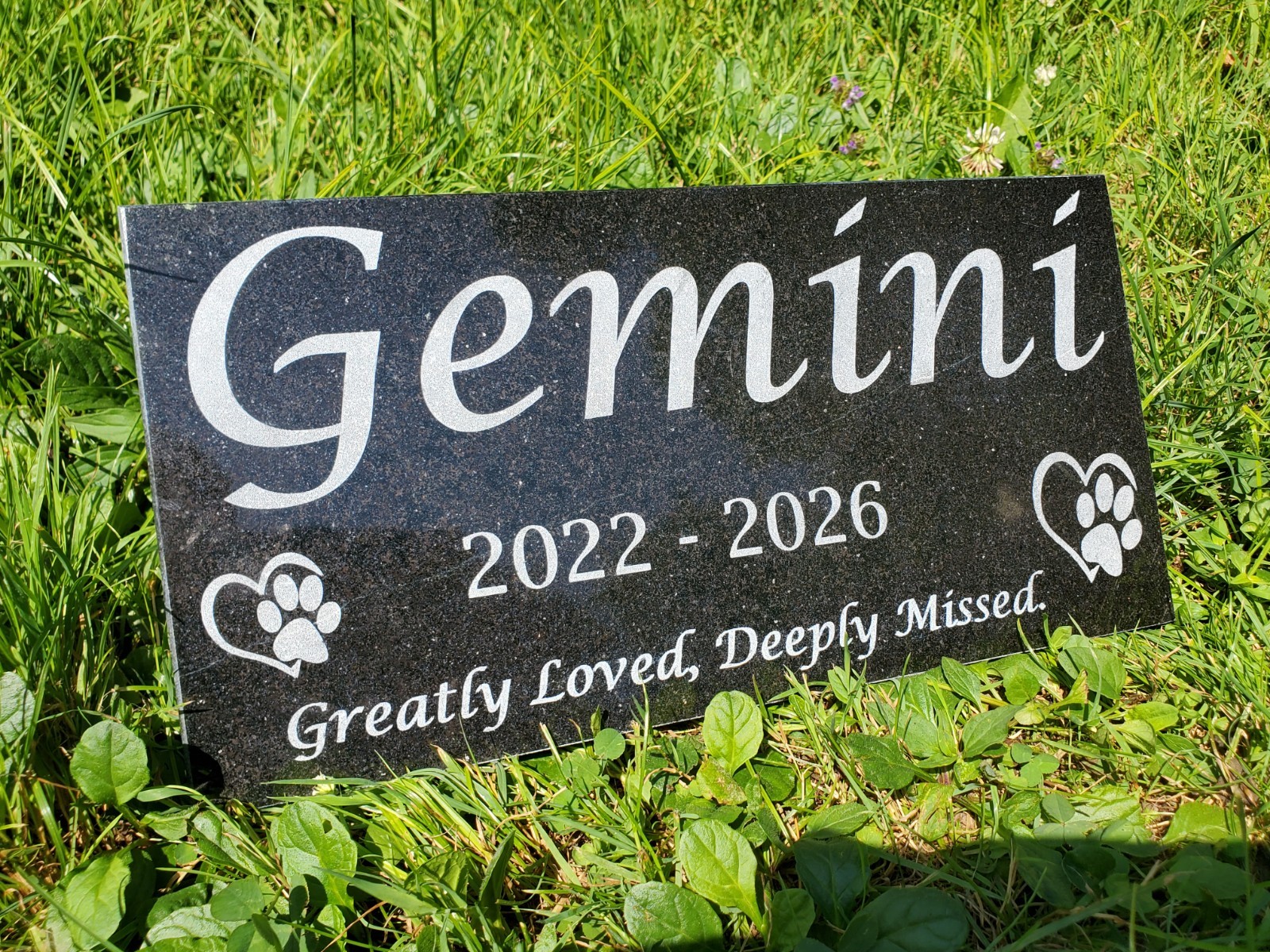 Grave Marker Headstone Garden Pet Loss Memorial Burial Stone Granite Plaque t26