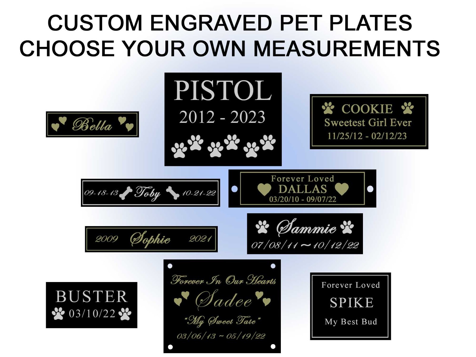 Custom Engraved Name Plate – Pet Loss Memorial – Choose Size – Dog Cat Any Pet