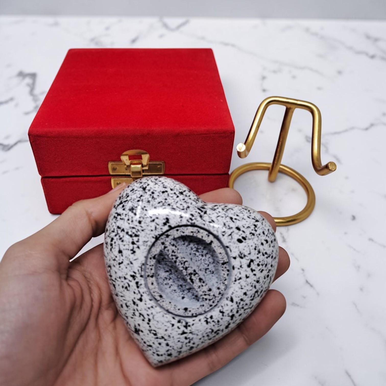 Mini Memorial Heart for Ashes Keepsake Cremation Urn Human Pet with Stand &Box