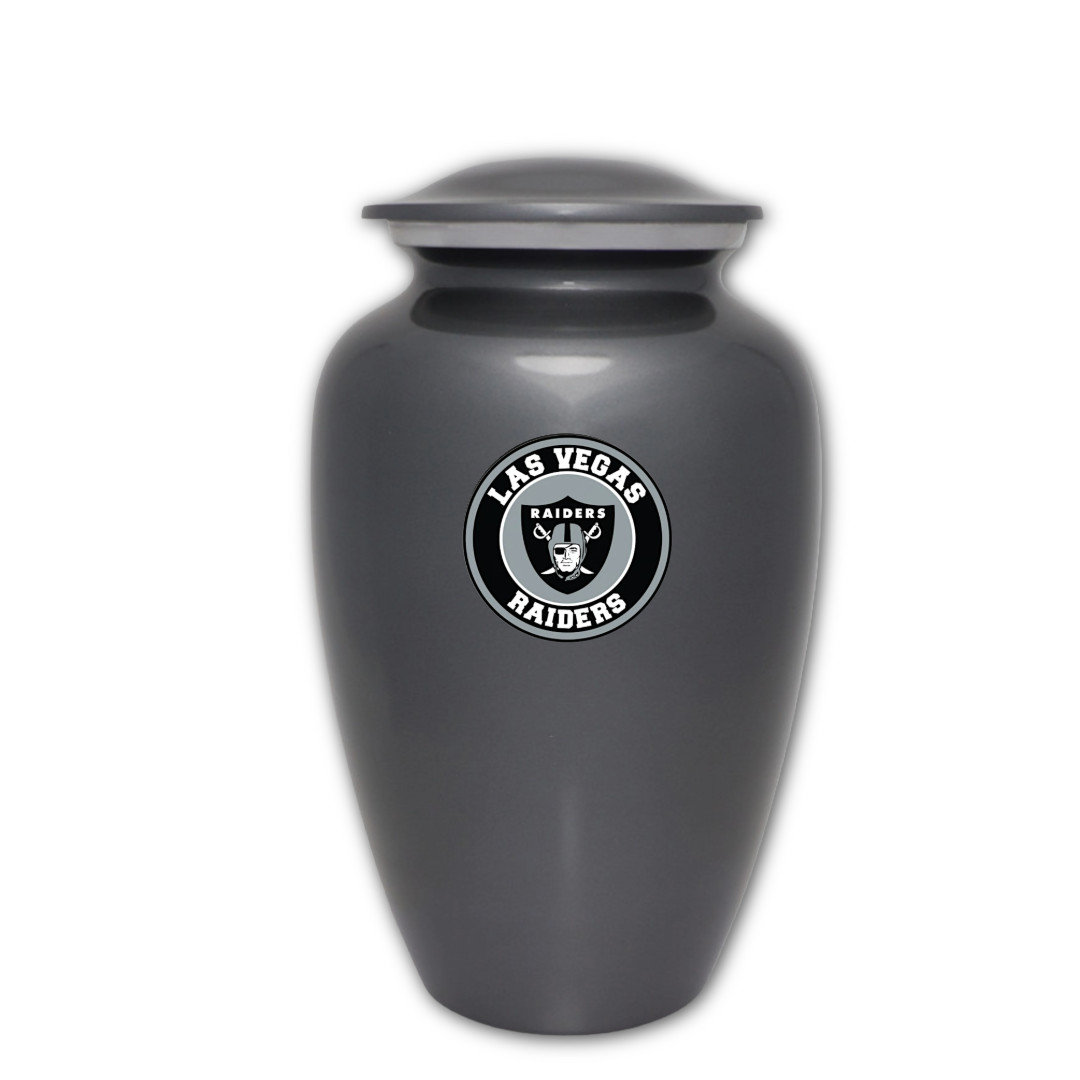 Las Vegas Raider Cremation Memorial Funeral Gray Urn for Adult Ashes with Bag