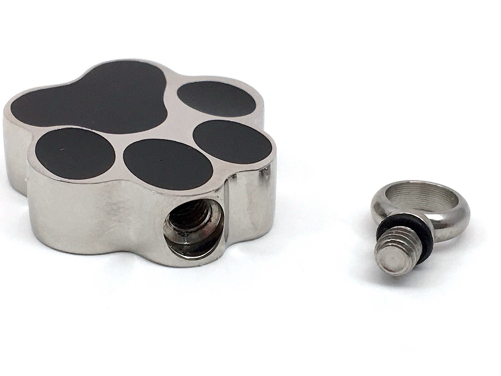 Pet Cremation Pendant Urn Keychain 1″ Key Ring for Ashes Dog Cat Paw Print