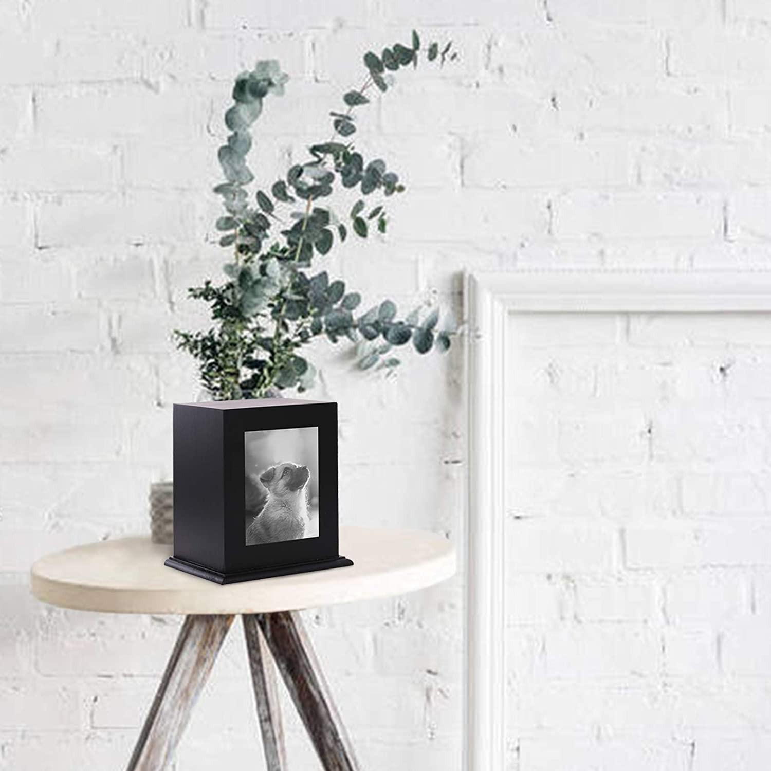 Pet Wood Memorial Urn for Ashes,Photo Frame Keepsake Box for Cats Dogs,Funerary