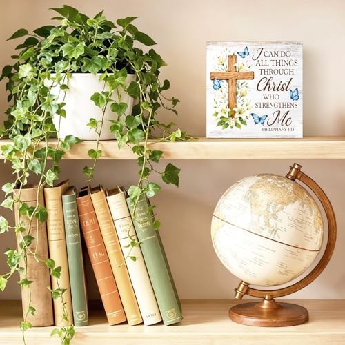 I Can Do All Things Through Christ Who Strengthens Wood Block Plaque Box Sign