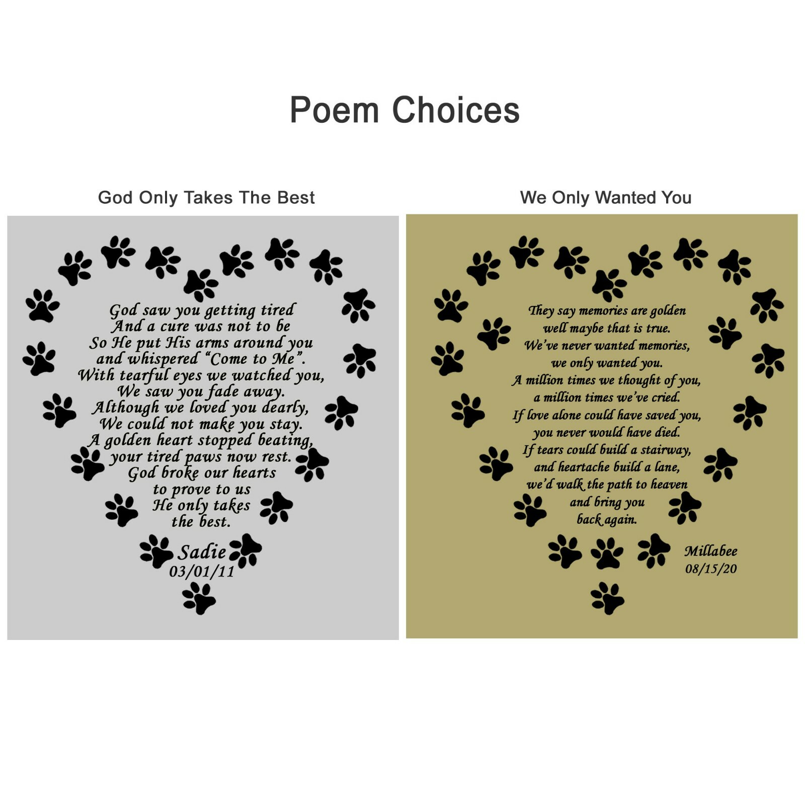 Pet Memorial Personalized Engraved Frame 4×6 Poem Plate Dog Cat Any Pet or Human