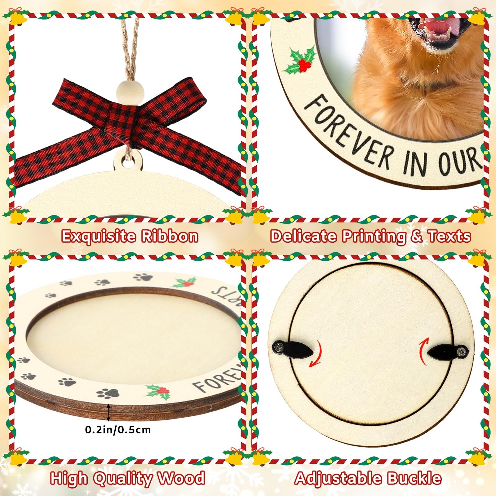 Dog Memorial Photo Ornament 2025, Forever in Our Hearts Wooden Hanging 2.5″ P…