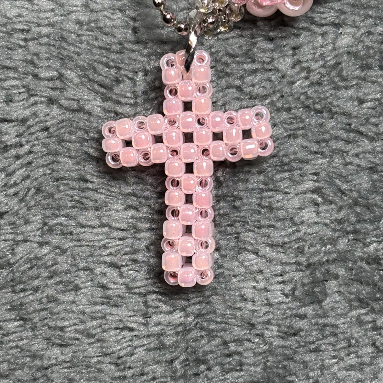 Cremation Ashes Keychain – Cremation Keepsake(pink cross and pink ornaments)