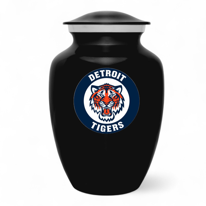 Detroit Tigers Baseball Style Cremation Urn Adult Ashes Black Metal 8 Inch Urns
