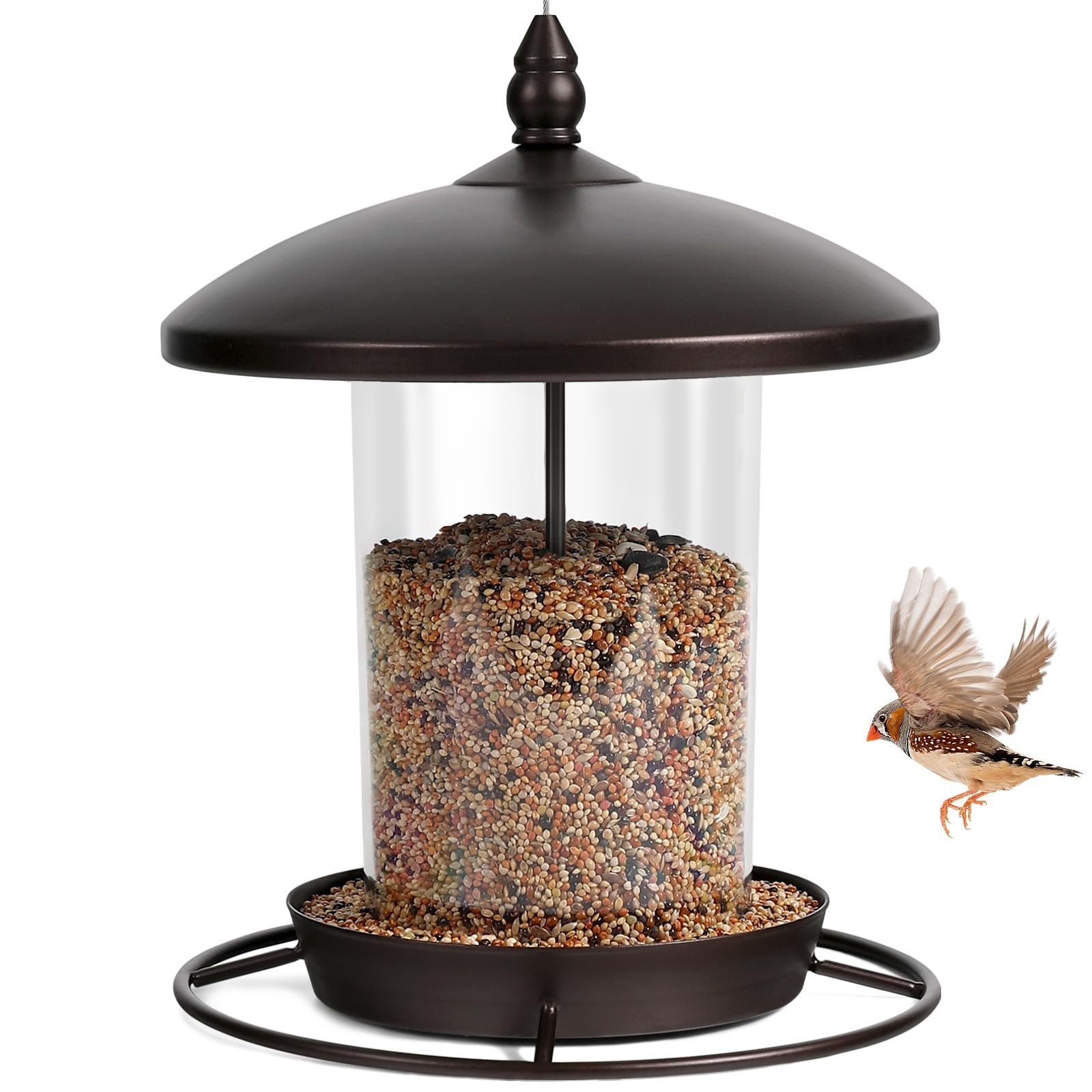 Metal Roof Bird Feeder – Chew Proof for Outdoor 2.8lb:Bronze