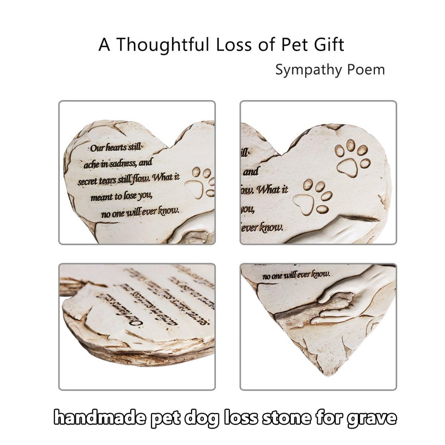 jinhuoba Dog Pet Memorial Stones, Heart-Shaped Loss of Pet Dog Grave Stone He…