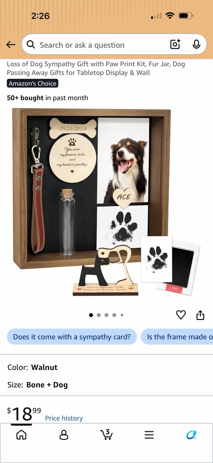 Dog Memorial Plaque/Marker Shadow Box Display, Engraved Personalized