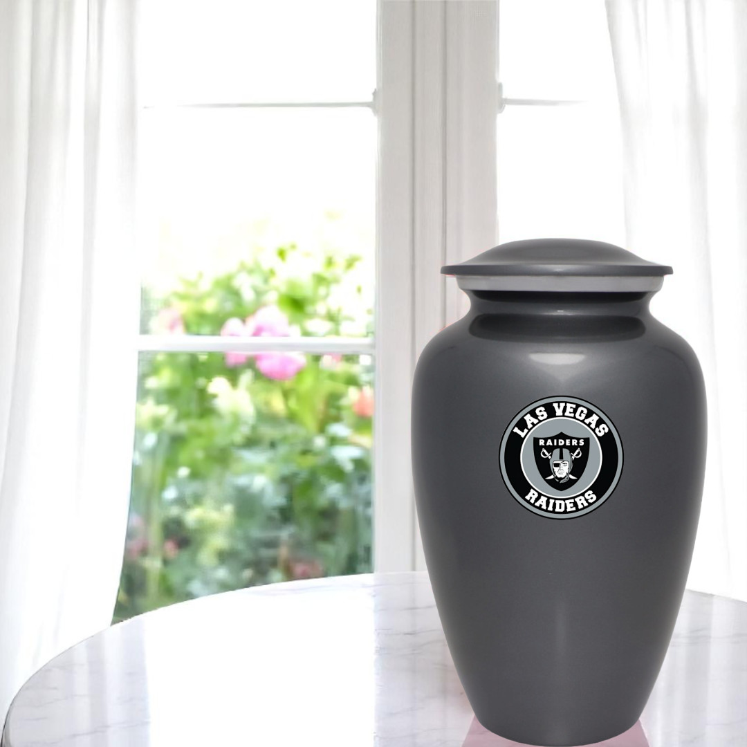 Las Vegas Raider Cremation Memorial Funeral Gray Urn for Adult Ashes with Bag