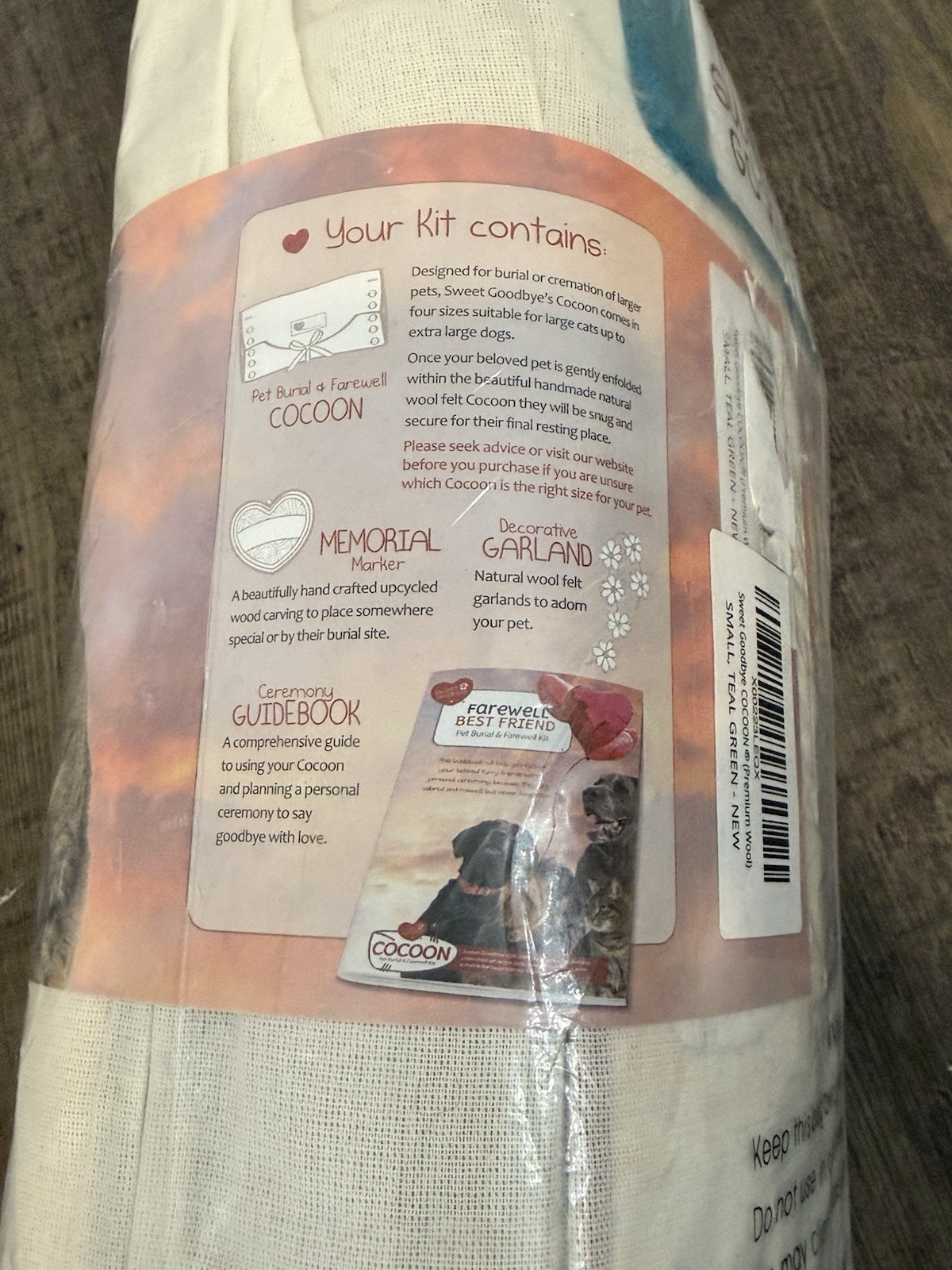 Sweet Goodbye Cocoon for Pet Burial & Cremation Premium Wool Natural Color Small