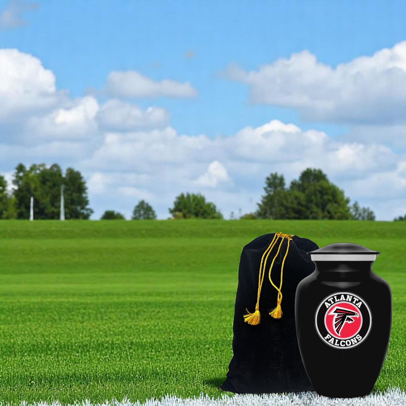 Black Metal Atlanta Falcons Football Style Cremation Urn Adult Ashes 8 Inch Urns