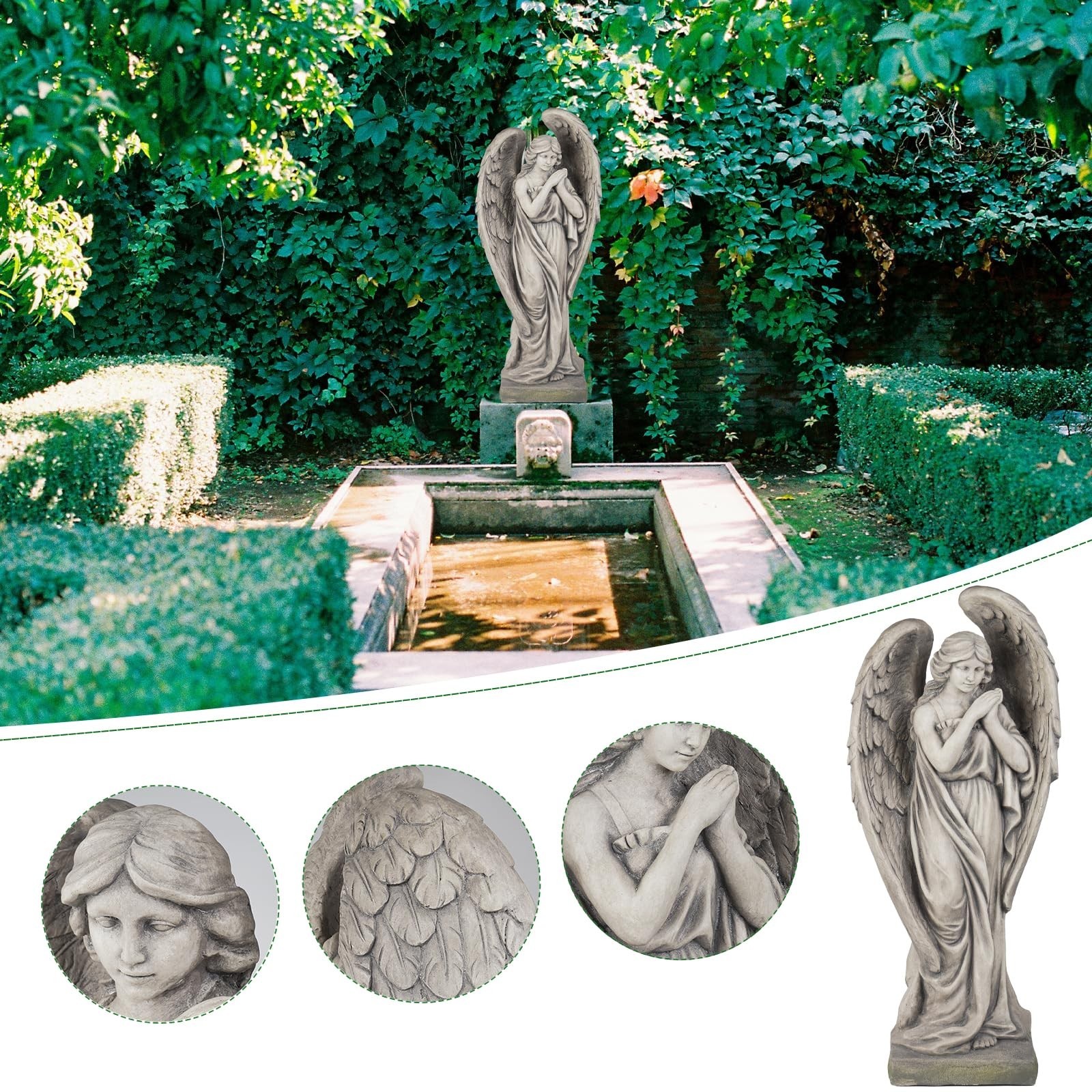 Outdoor Statues Angel Décor Garden Statue – 34 inch Large Garden Angels Out