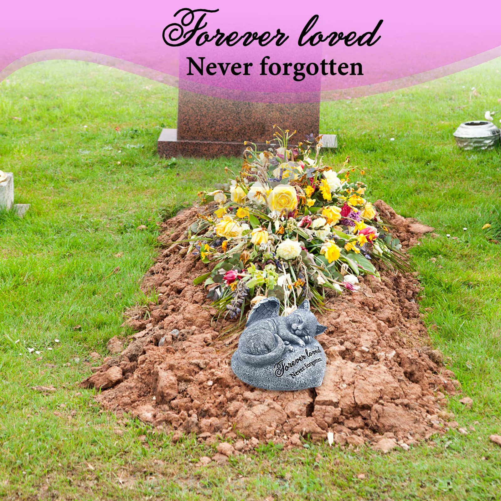 Orchid Valley Sleeping Cat Garden Statue – Pet Memorial Stone – Grave Marker …