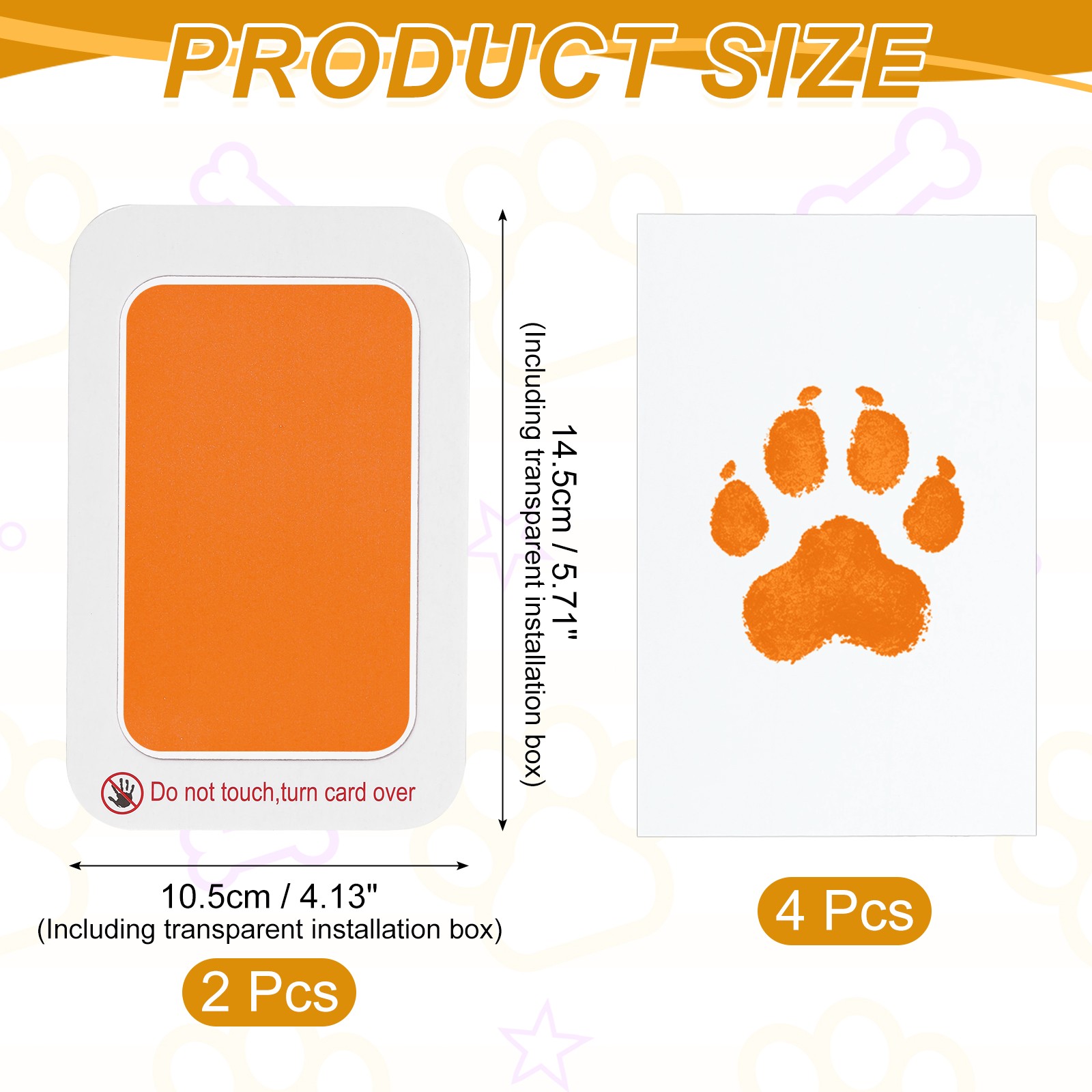 Pet Paw Print Kit 5.7″X4.1″ Paw Print Impression Orange 2 Set