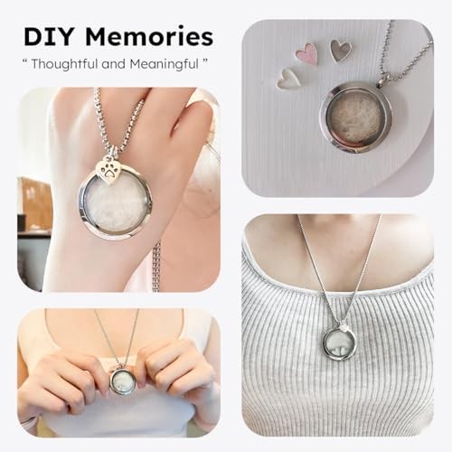Ashes Hair Memory Urn Necklace – Glass Circle – Cat Fur Keepsake