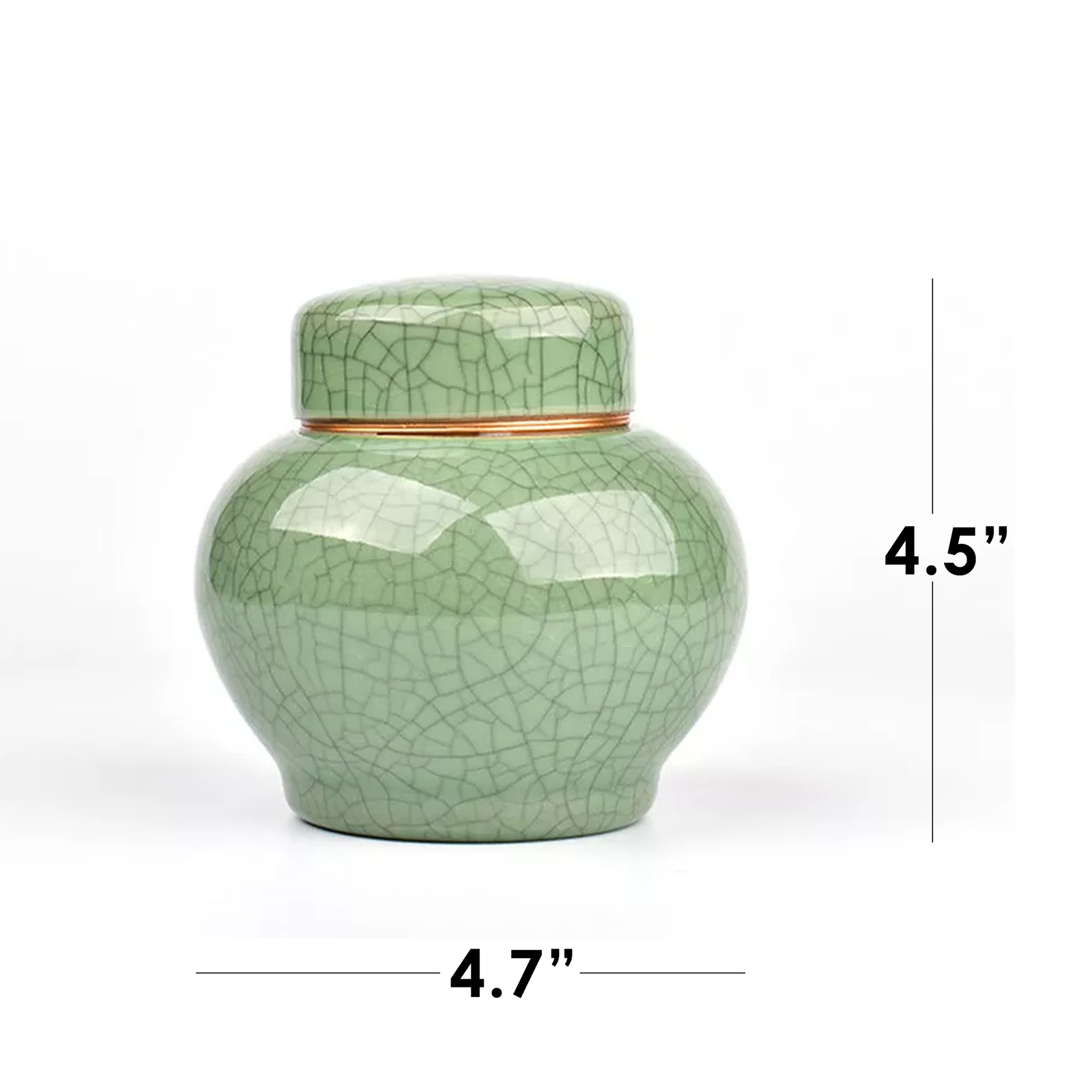 Ceramic Memorial Cremation Urn with Metal Lids for Human or Pet Ashes (Green)