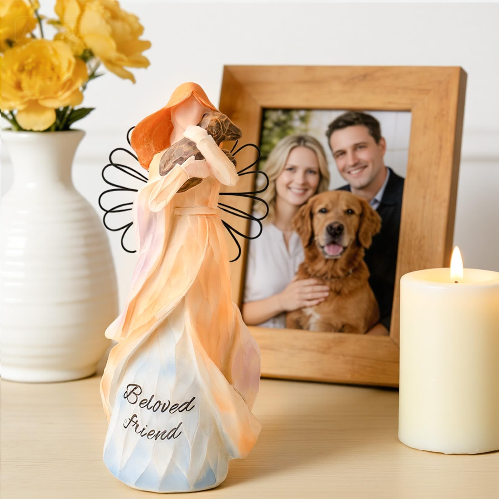 Dog Memorial Gifts for Loss of Dog – Angel Figurine Holding Dog, Resin Pet Lo…