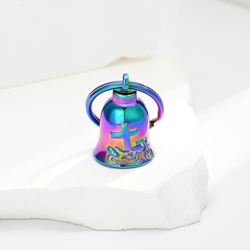 Bell Cremation Keychain for Ashes Holder Cross Motorcycle Keychain-colorful