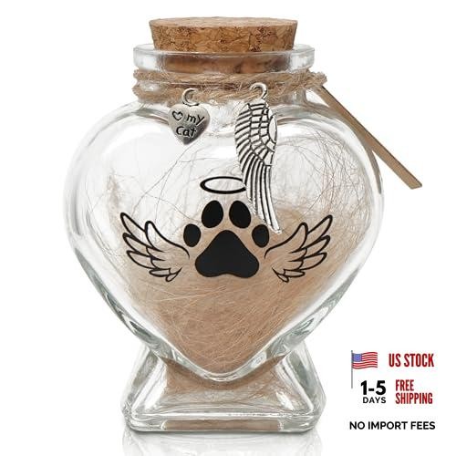Heart-Shape Glass Jar & Bottle for Pet Memorial – Love My Cat