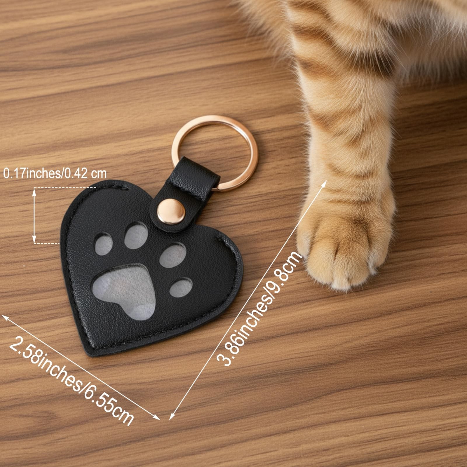 Pet Memorial Keychain Heart Paw Shaped Leather Keepsake for Dog & Cat Lovers …