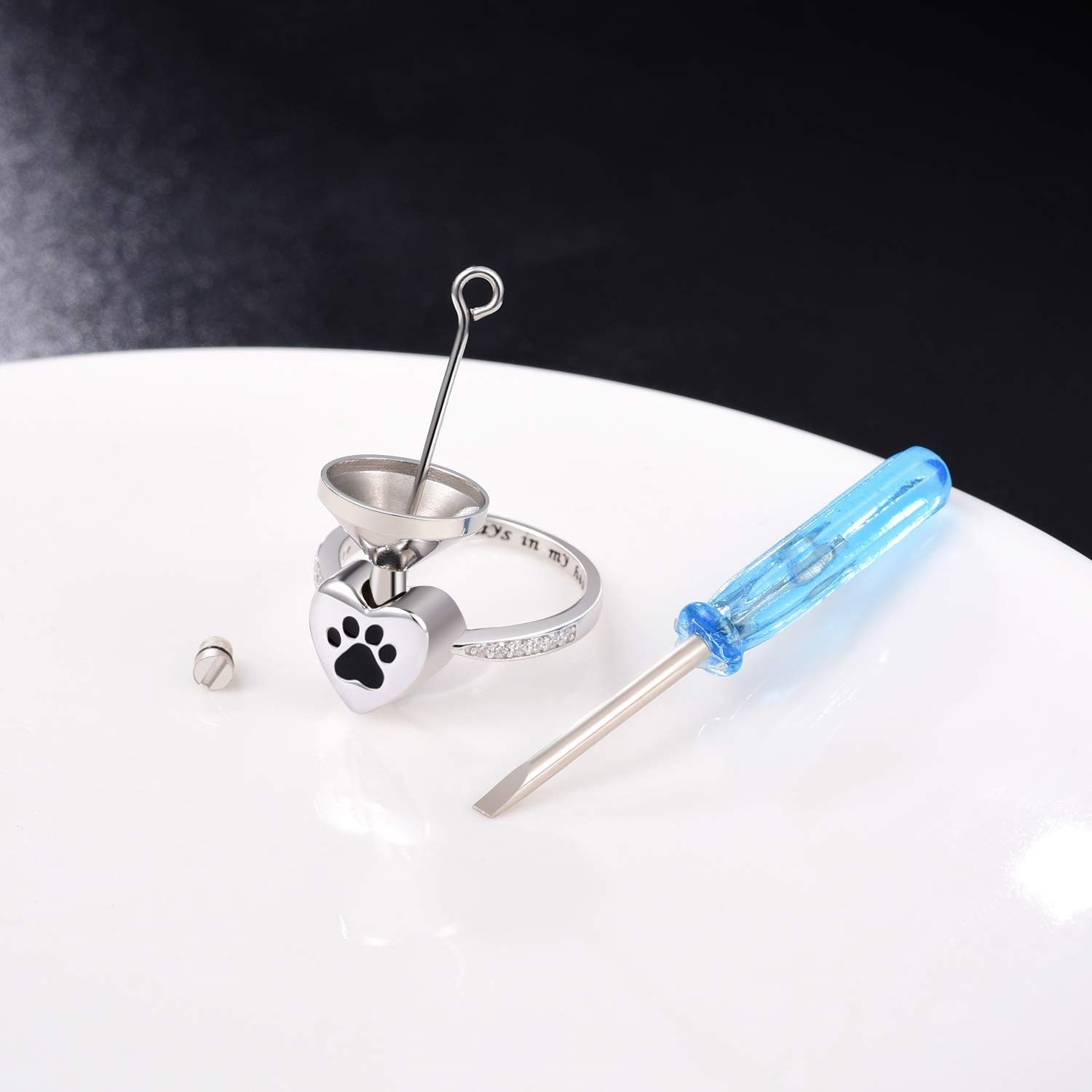 925 Sterling Silver Love Heart Urn Ring for pet Dog Cat’s Ashes Keepsake Memoria