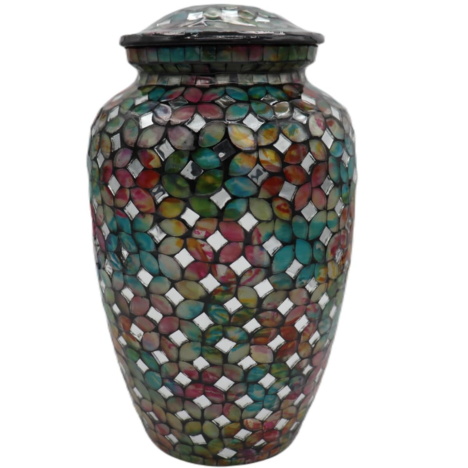 Mosaic Glass Cremation Urn – Hand Made Funeral Urn for Human Ashes – Large Ad…