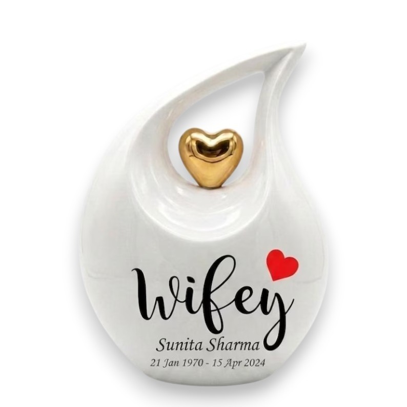 Personalized “Wifey” Teardrop Aluminum Cremation Urn 200 Cu In Adult Human Ashes