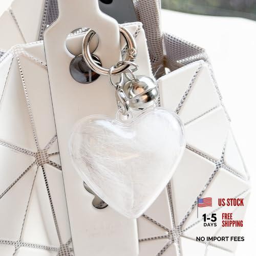 Fur Keepsake 2″ Heart Pendant – Ashes Hair Memory Acrylic Ball with Bell – Heart