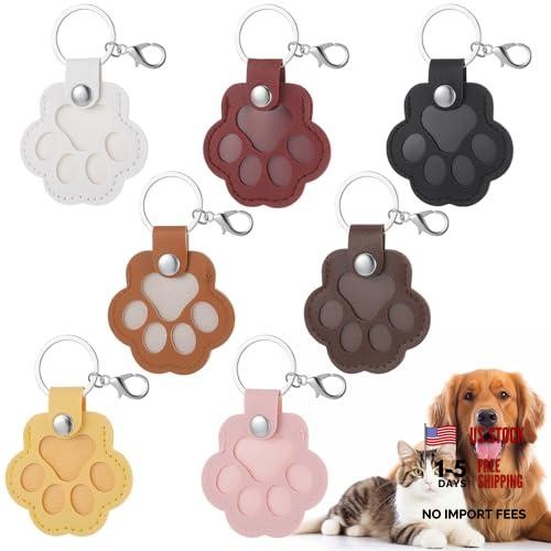 7Pcs Leather Pet Memorial Keychain, Cat Paw Shaped Keychain, Dog Hair