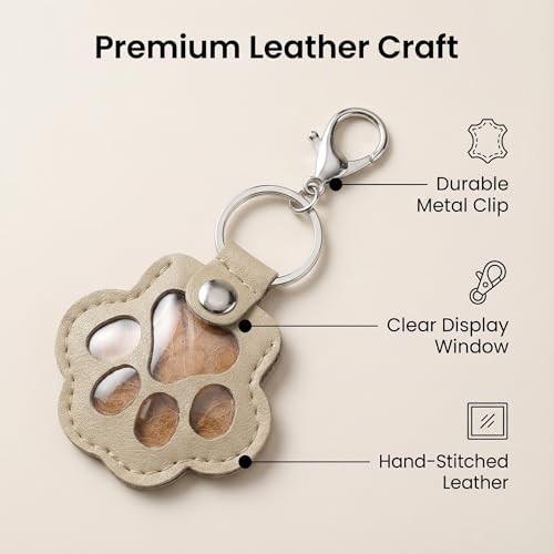 5 Pcs Dog Fur Storage Keychain Pet Paw Keepsake, Pet Memorial Gifts for Bag A