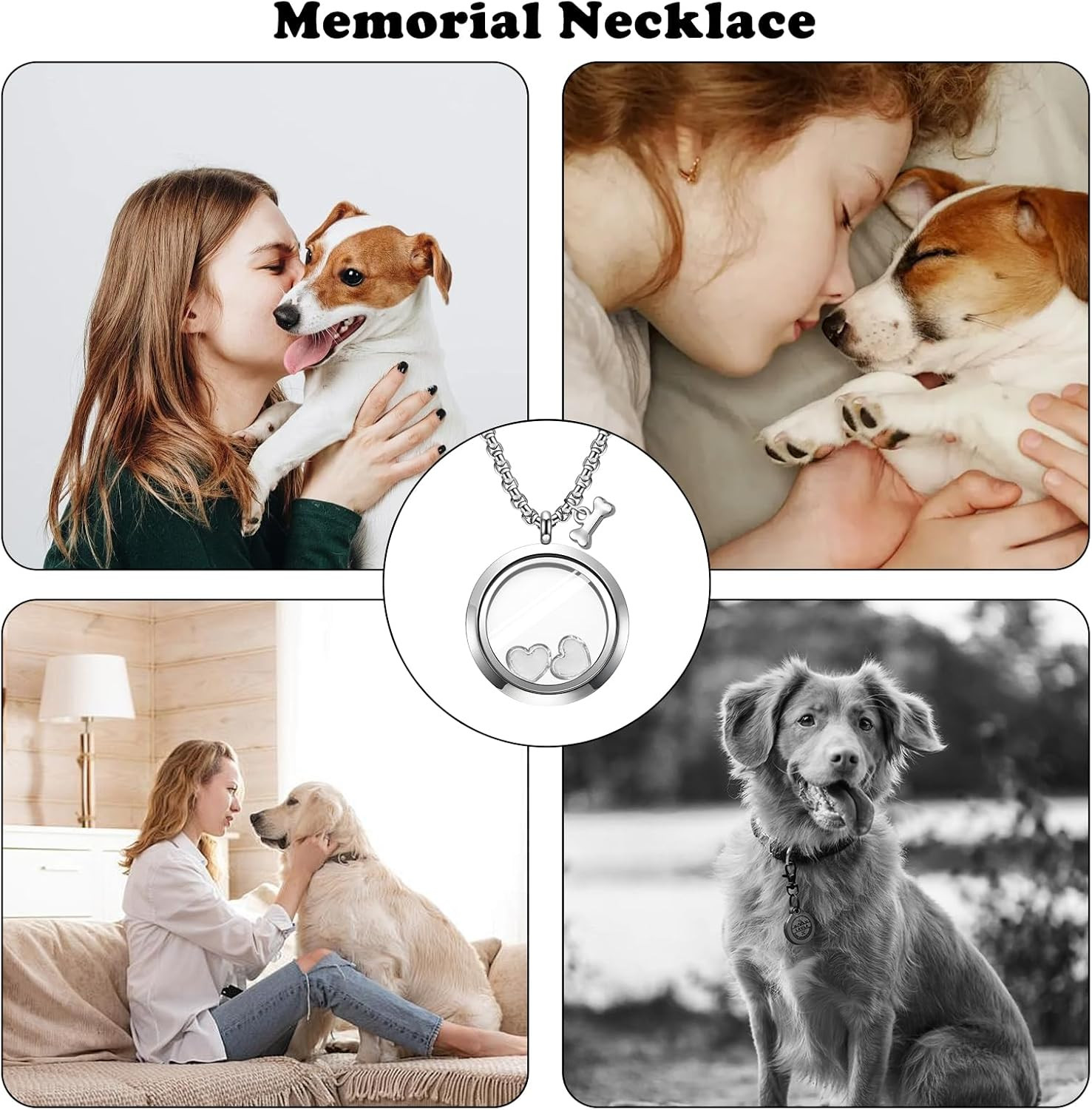 Pet Memorial Necklace for Ashes – Glass Pendant with Stainless Steel Chain