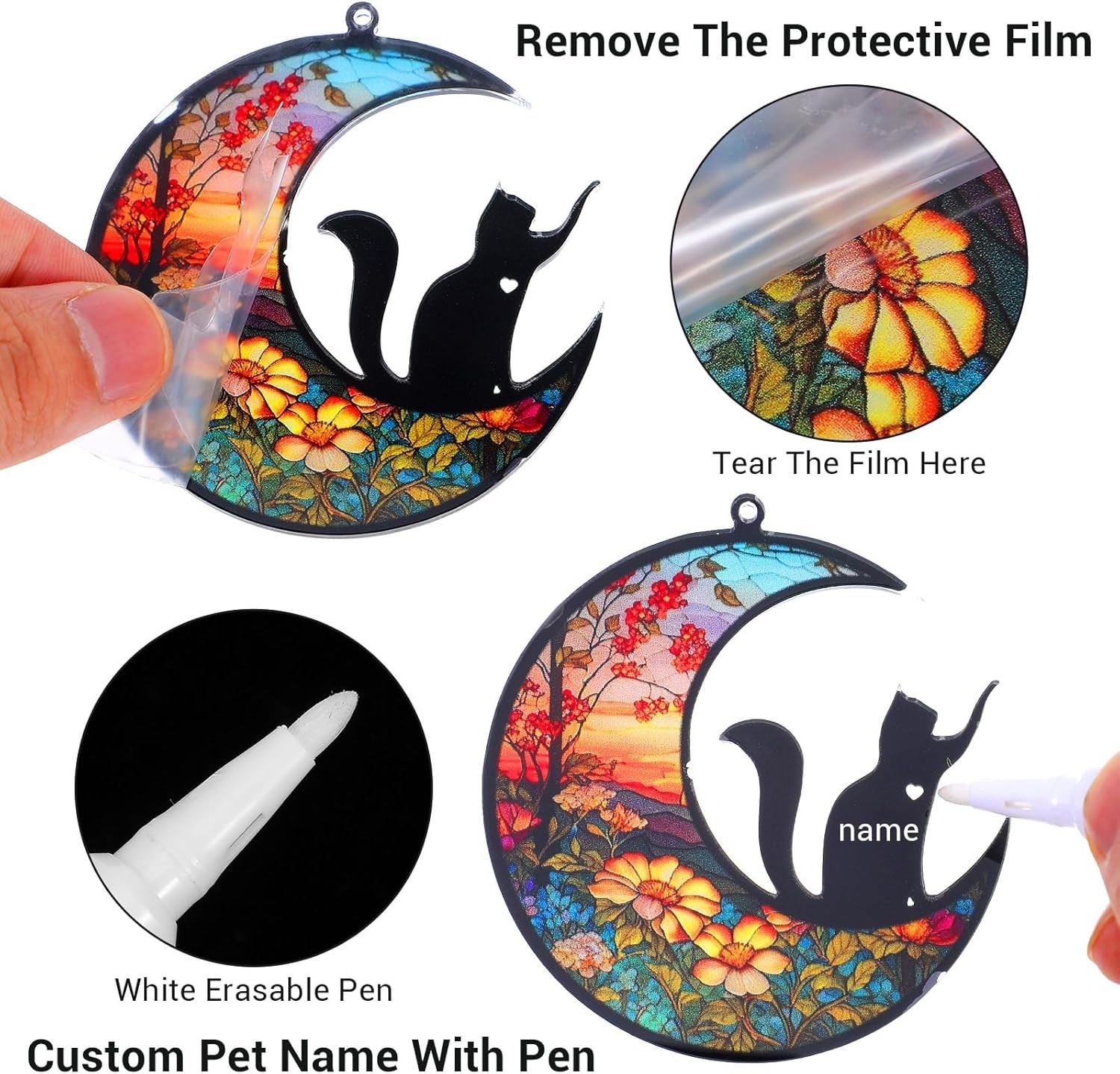 Cat Memorial Gift for Loss of Cat-Pet Remembrance Sympathy Ornament Personalized