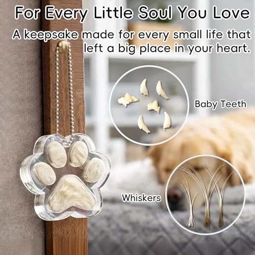Pet Fur Keepsake Paw – Clear Acrylic Pet Memorial Ornament with Magnetic