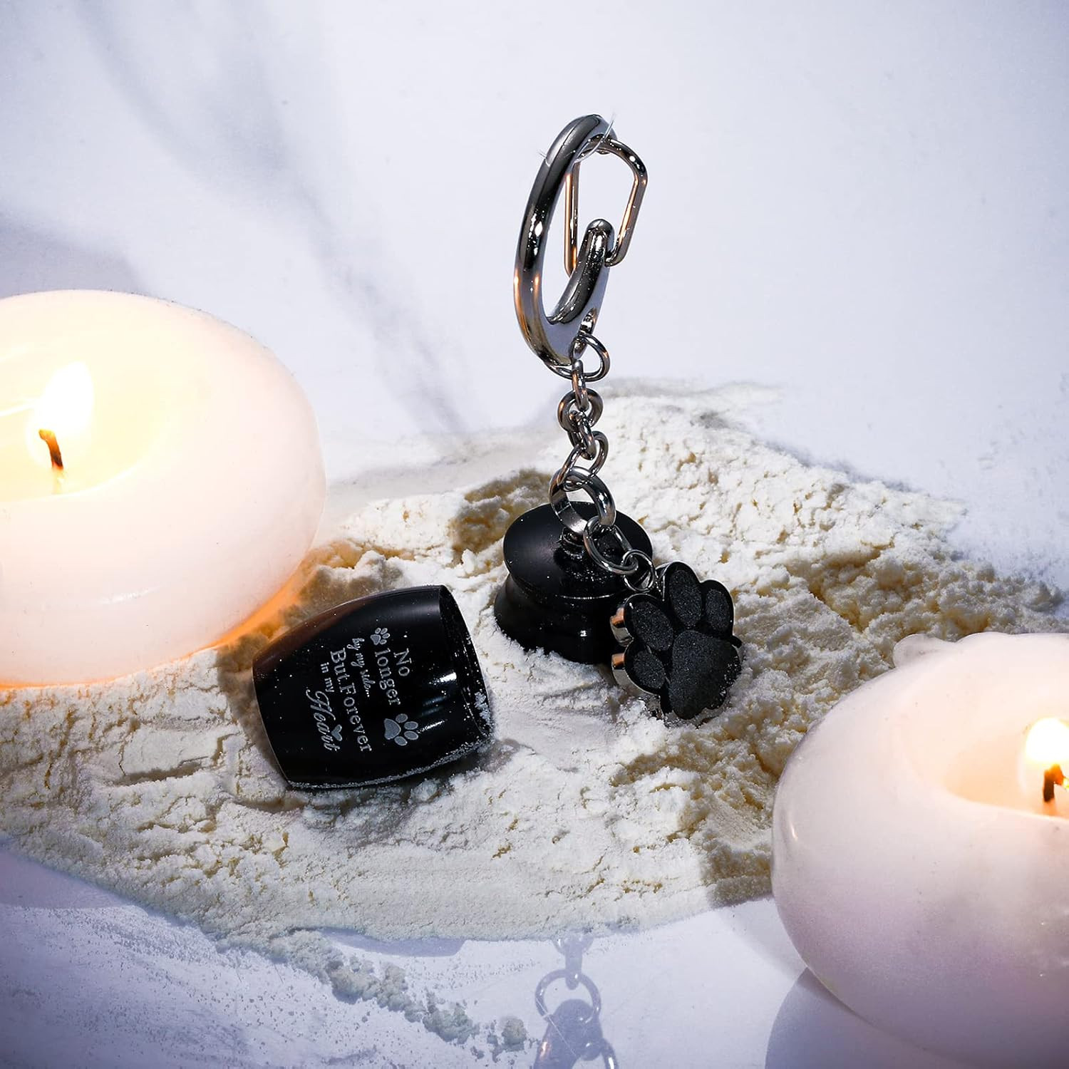 2 Pcs Pet Dog Urns Keychain for Ashes with 2 Storage Bags Small Cat Cremation Ke