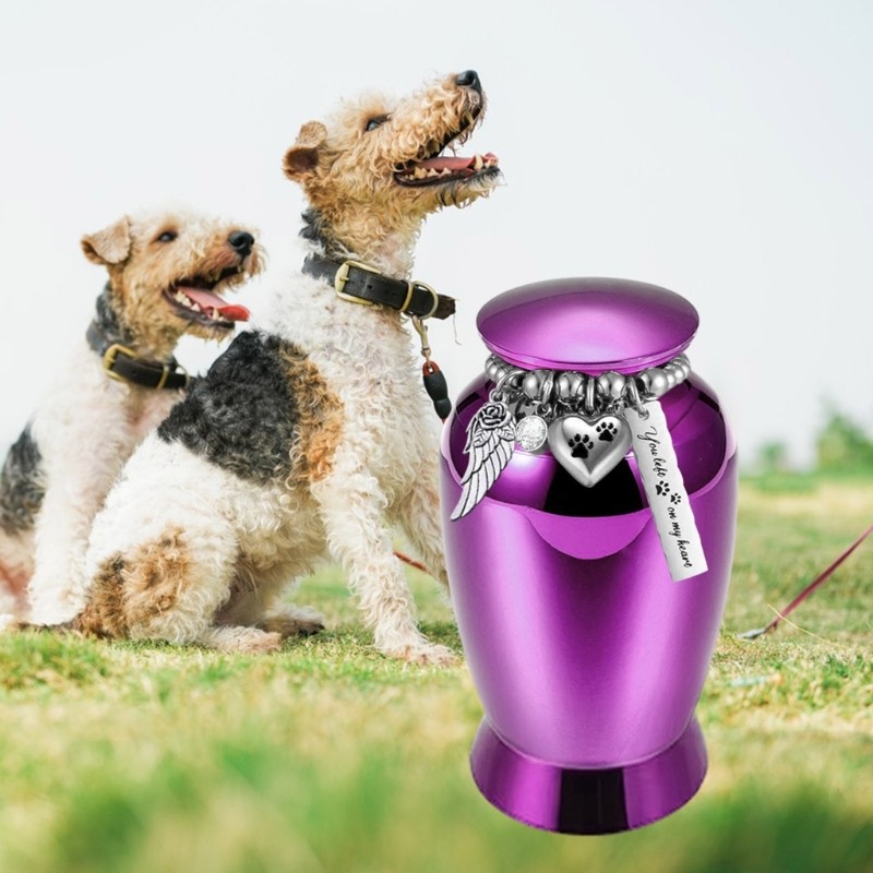 Elegant Dog Cats Memorial Urn Aluminum Alloy Pet Ashes Container Locket Jewelry
