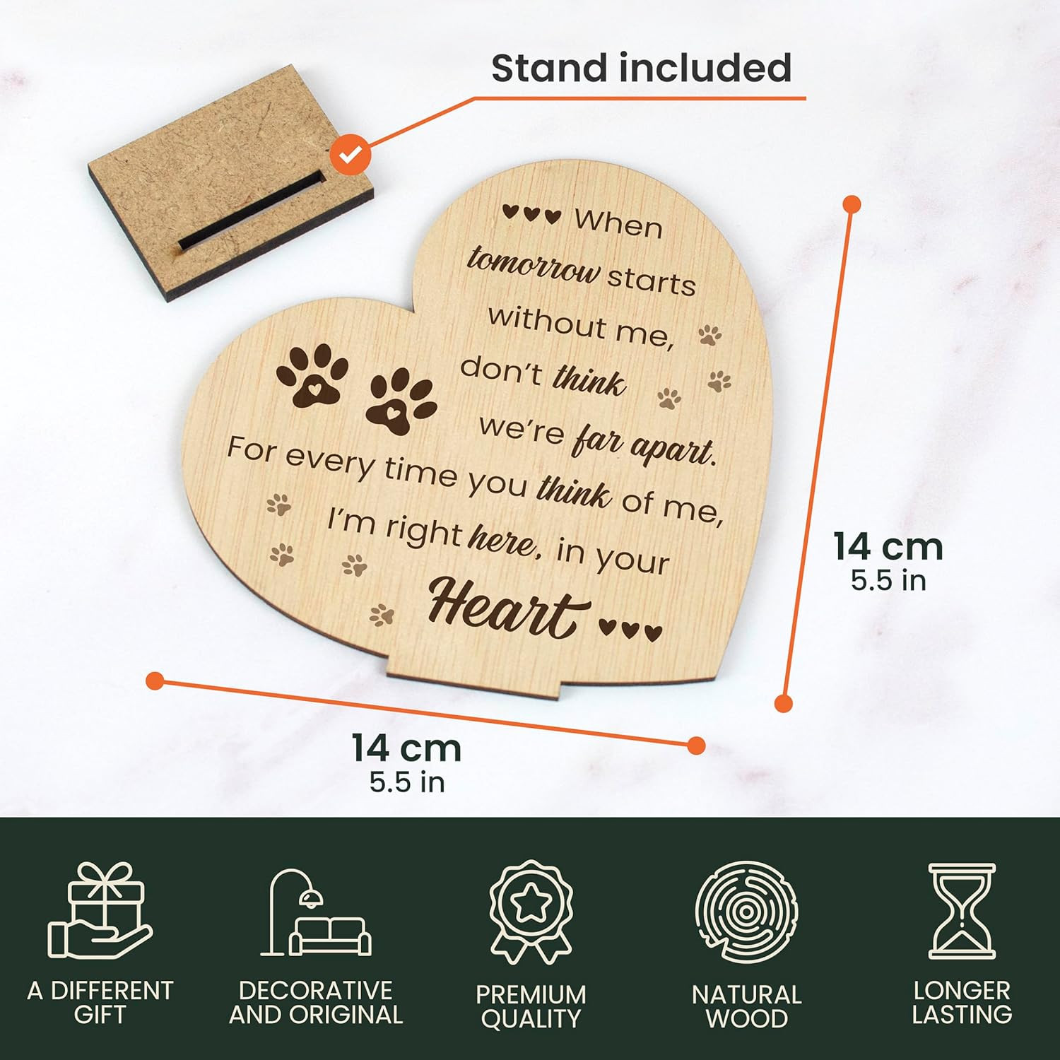 Pet Memorial Plaque for Loss of Dog or Cat Wooden Sympathy Sign in Loving Memory